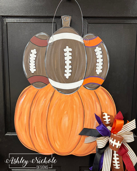 House Divided Game Day Pumpkin Stack - Door Hanger (Hand Painted)