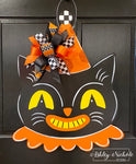 Retro Scaredy Cat Halloween Door Hanger