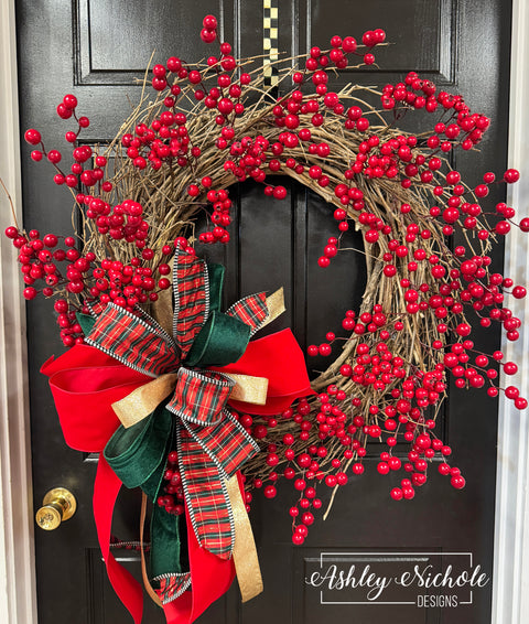 Twig & Red Berry Christmas Wreath (OVERSIZED)