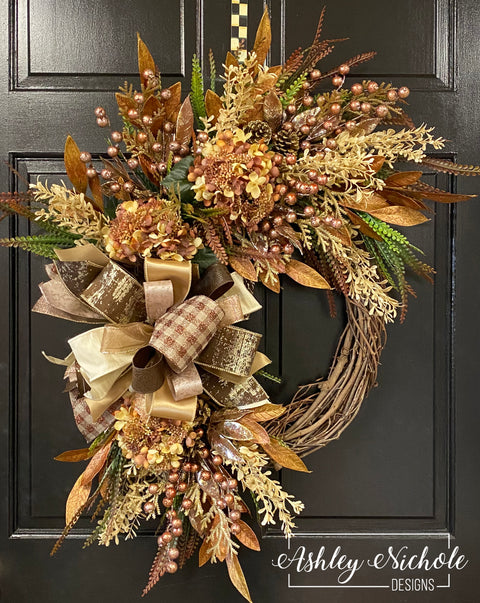 Glitzy Berry & Hydrangea Fall Wreath