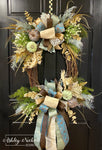 Cool Tone Neutral Pumpkin Fall Wreath