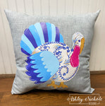 Custom Pillow - Chinoiserie Tom Turkey on Belmont Blue Outdoor Fabric