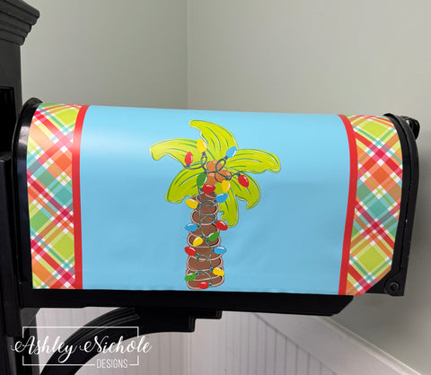 Palm Tree - Christmas - Magnetic Vinyl Mailbox Cover
