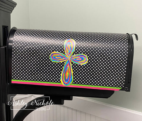 Abstract Cross - Colorful - Magnetic Vinyl Mailbox Cover