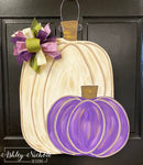 Glamorous Purple & Cream Pumpkins Door Hanger