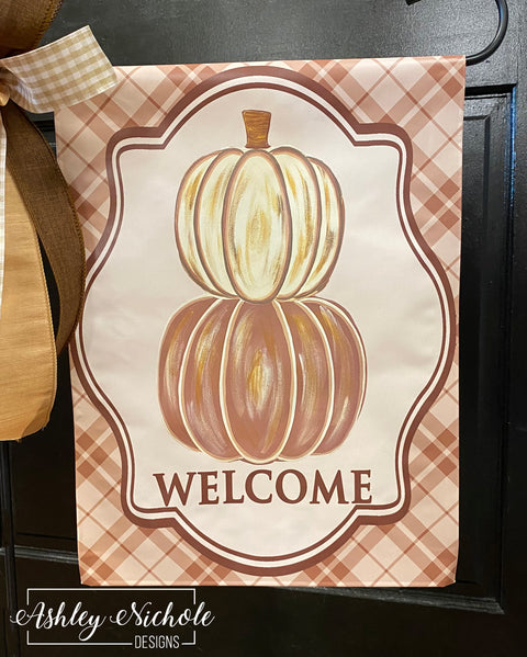 Gold & Creams Pumpkin Stack - Vinyl Garden Flag