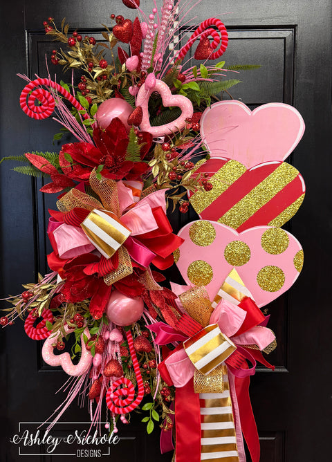 Glitz & Glam Triple Stack Heart Valentine Wreath (OVERSIZED)