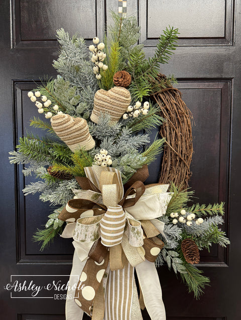 Winter Berries and Mittens Winter Wreath