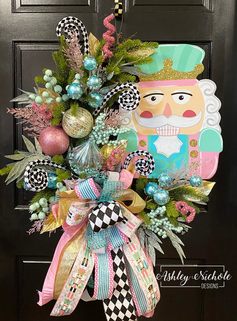 Pastels & Golds Nutcracker Christmas Wreath