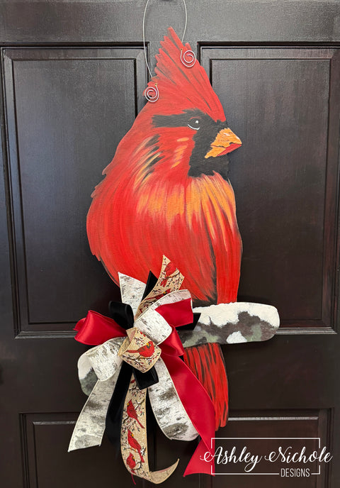Winter Cardinal Door Hanger - Door Hanger (UV PRINTED Only)