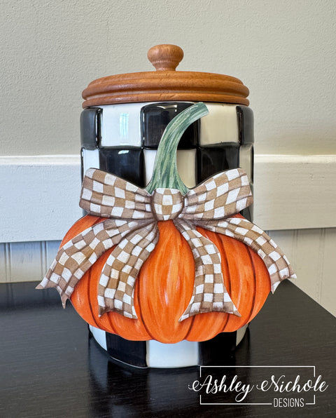 Fancy Bow - TAN & WHITE CHECKERED - Pumpkin - Mini Piece (Magnet/Velcro)