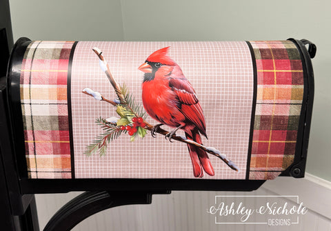 Winter Cardinal - Magnetic Vinyl Mailbox Cover