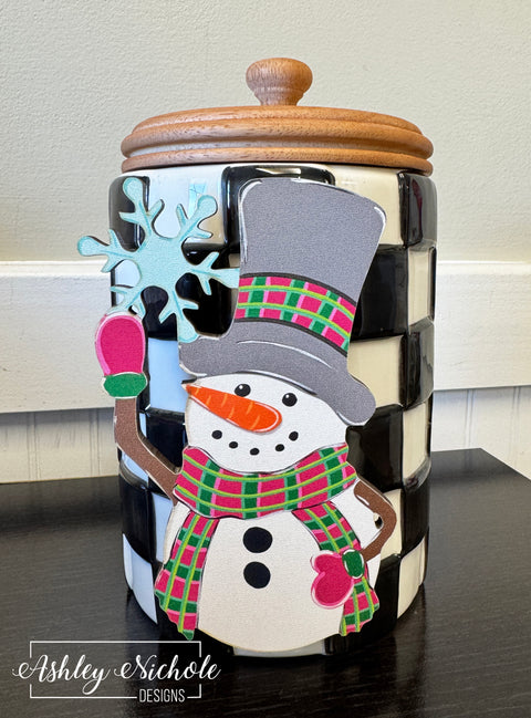Snowflakes & Plaid Snowman - Winter Mini Piece (Magnet/Velcro)