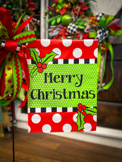 Holly Berry - Merry Christmas - Vinyl Garden Flag