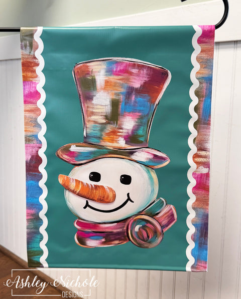Winter Gentleman Snowman - Vinyl Garden Flag