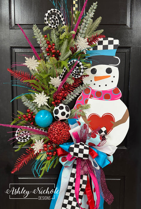 Snowman & Heart Wreath