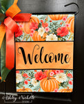 Autumn Pumpkin Orange Mix - Welcome - Vinyl Garden Flag