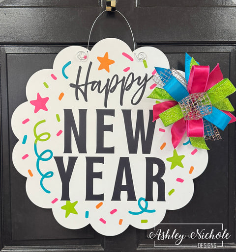Colorful New Years Door Hanger (UV Printed)