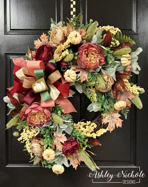 Mauve & Cream Fall Beauty Wreath