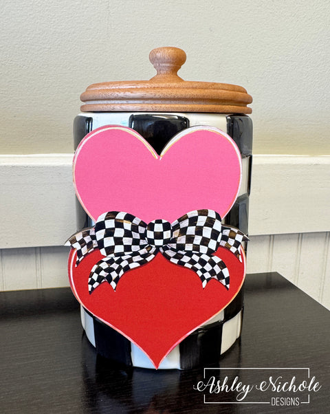 Fancy Bow - CHECKERED - Heart Stack Valentine  - Mini Piece (Magnet/Velcro)