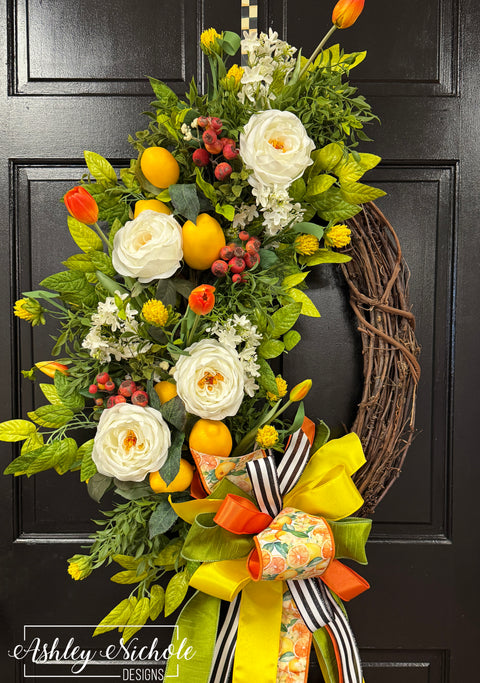 *READY to SHIP* - Citrus Blossom Summer Wreath