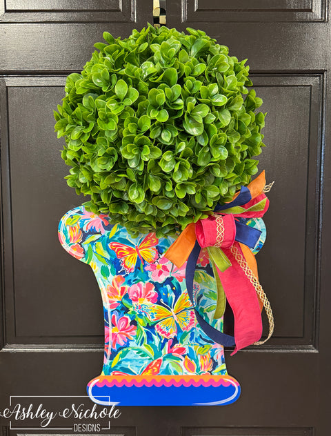 Summer Floral Urn Topiary Door Hanger (UV PRINTED)