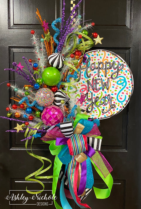 Colorful New Years Wreath