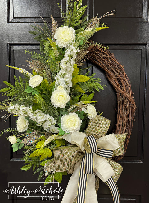 *READY to SHIP* - Refined in White Oval Wreath