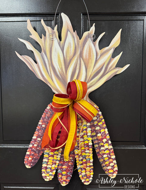 Autumn Corn Bundle Door Hanger - Door Hanger - (UV Printed)