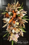 Autumn Neutral Pumpkins & Ferns Swag - 36"