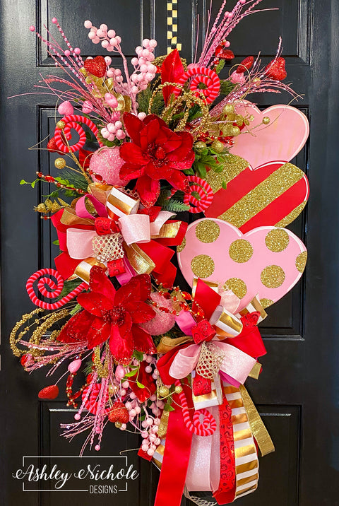 Glitz & Glam Triple Stack Heart Valentine Wreath