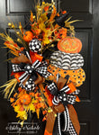 Glitzy Halloween Pumpkin Stack Wreath