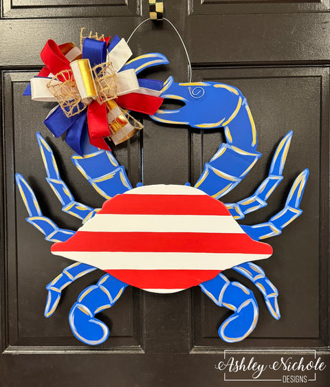 Preppy Patriotic Crab - Door Hanger