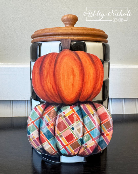 Harvest Plaid Pumpkin Stack - Mini Piece (Magnet/Velcro)