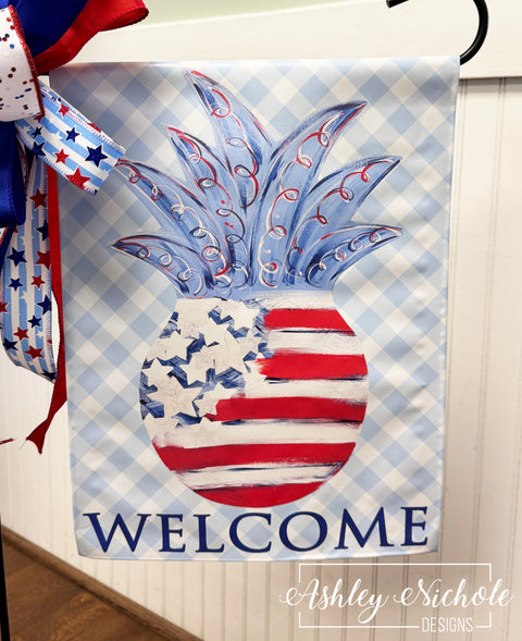 Patriotic Party Pineapple - Vinyl Garden Flag