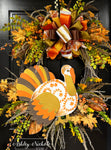 Chinoiserie Tom Turkey Fall Wreath