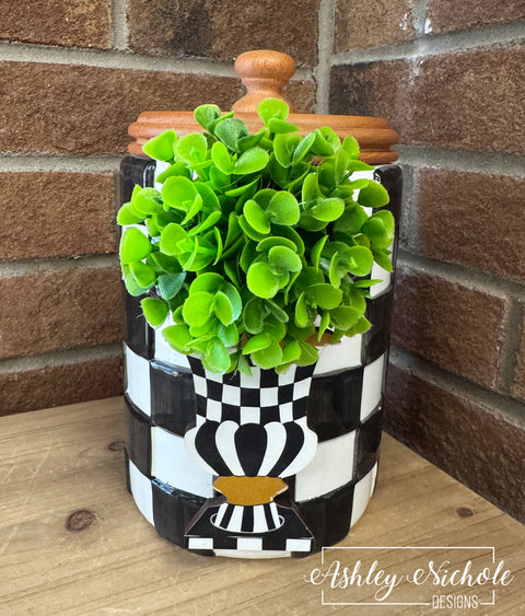 Black/White Urn ELEGANT Topiary - Mini Piece (Magnet/Velcro)