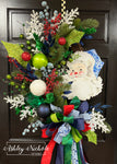 READY TO SHIP - Santa's Chinoiserie Blues of Christmas Wreath