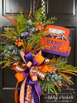 Game Time Football Oval Wreath - Purple & Orange