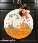 Pumpkin Patch Round Sign Door Hanger (UV Printed)