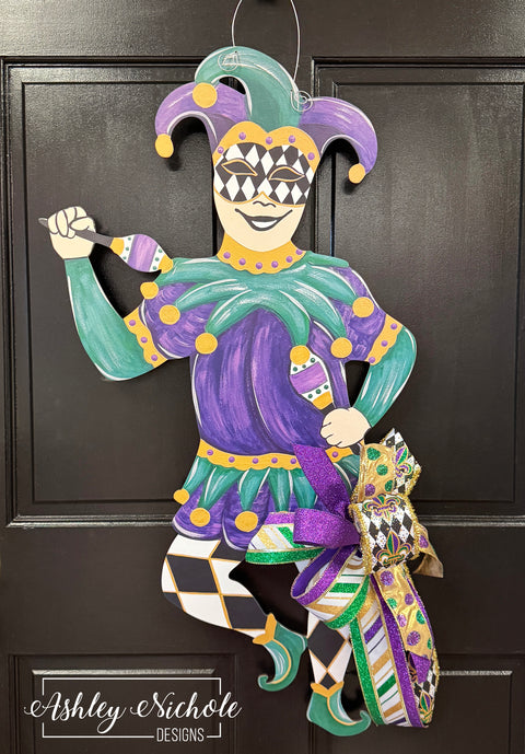 The Bourbon Street Jester - Mardi Gras Door Hanger (UV Printed)