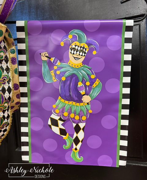 The Bourbon Street Jester Mardi Gras - Vinyl Garden Flag