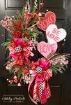 Conversation Candy Heart Oval Valentine Wreath - Pink & Red