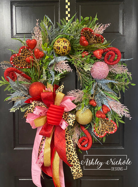 Sassy Leopard Valentine Wreath