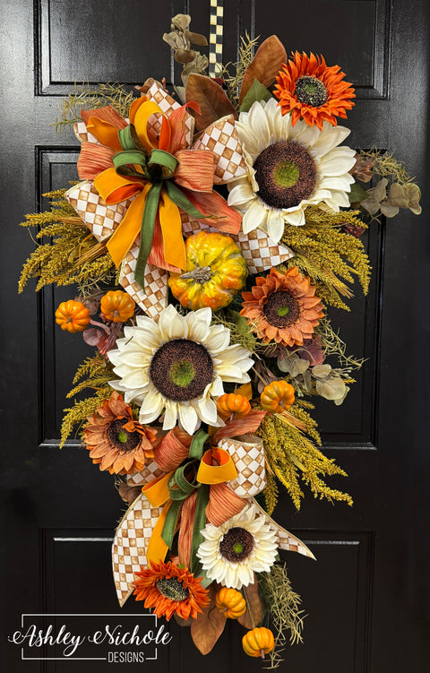 Orange & Cream Sunflower Fall Swag