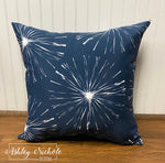 Starburst Navy Blue Outdoor Porch Pillow