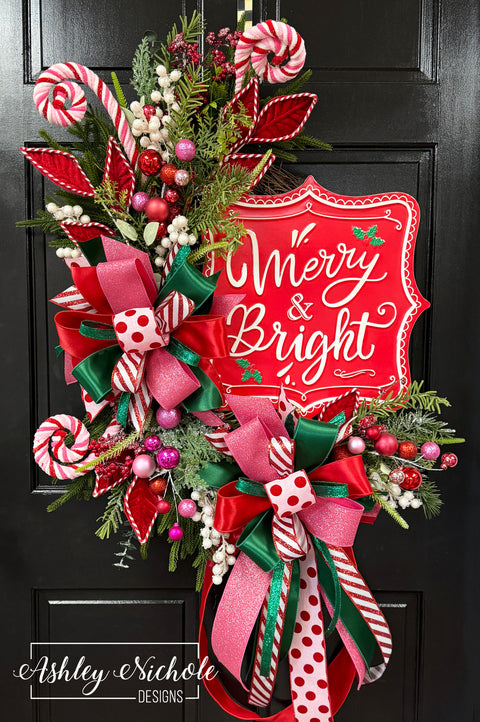 READY TO SHIP - Merry & Bright Christmas Wreath