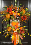 ** Fall Splendor Pumpkin Sign Wreath