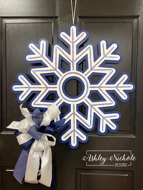 Snowflake -Layered - NAVY/White - Door Hanger