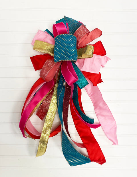 Valentine Abstract Colors - Front Porch Bow- Streamer